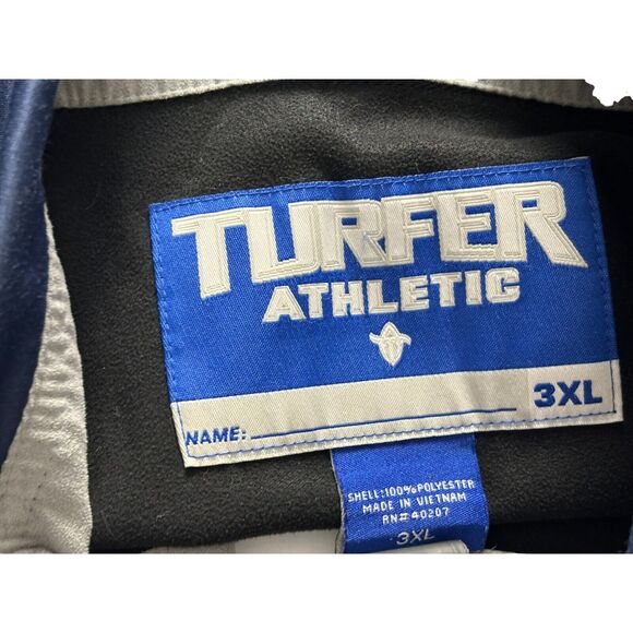 Turfer Athletic Mens Windbreaker Jacket Navy Blue 3XL Polyester Full Zip Solid - Picture 3 of 7
